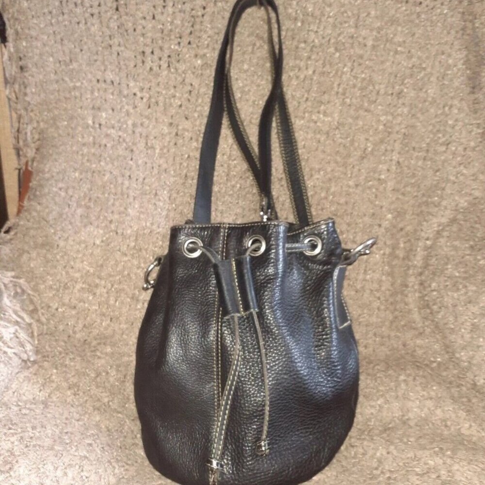 Stone Ridge-Genuine Thick Black Leather-Backpack-2 Back Straps-1 Top Handle-NM